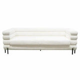 White Boucle Sherpa Low Profile Sofa With Throw Pillows Sofas & Loveseats LOOMLAN By Diamond Sofa