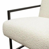 White Boucle Sherpa Slipper Chair with Black Metal Frame Club Chairs LOOMLAN By Diamond Sofa