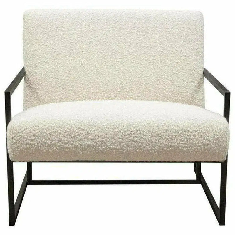 White Boucle Sherpa Slipper Chair with Black Metal Frame Club Chairs LOOMLAN By Diamond Sofa