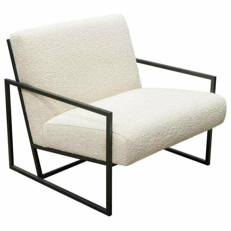 White Boucle Sherpa Slipper Chair with Black Metal Frame Club Chairs LOOMLAN By Diamond Sofa