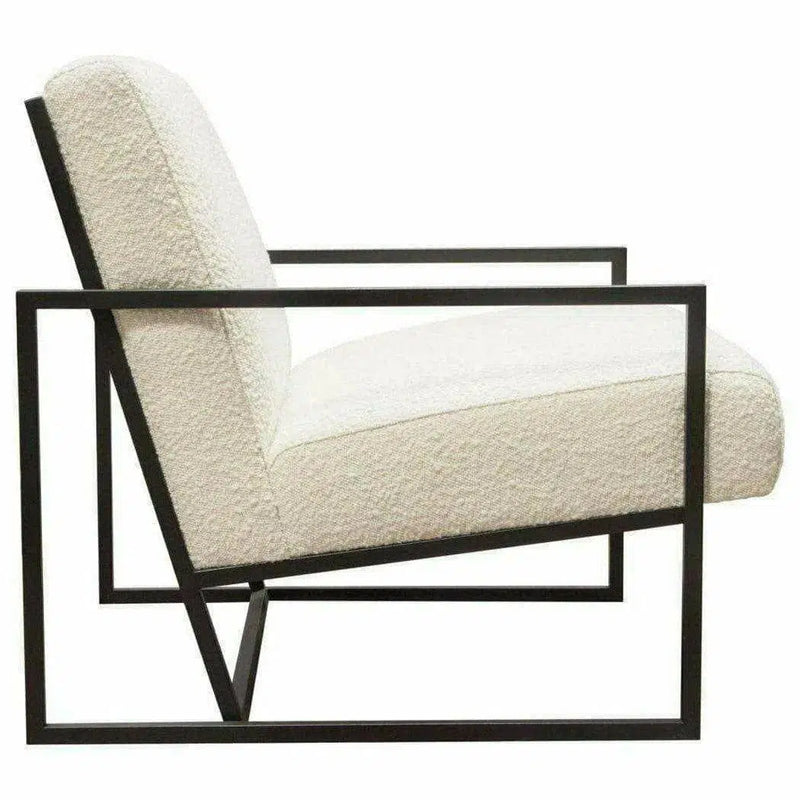 White Boucle Sherpa Slipper Chair with Black Metal Frame Club Chairs LOOMLAN By Diamond Sofa