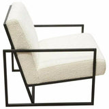 White Boucle Sherpa Slipper Chair with Black Metal Frame Club Chairs LOOMLAN By Diamond Sofa