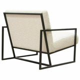 White Boucle Sherpa Slipper Chair with Black Metal Frame Club Chairs LOOMLAN By Diamond Sofa