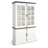 White Buffet and Hutch With Glass Doors Cabinet Buffets & Curios LOOMLAN By Sunny D