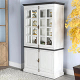 White Buffet and Hutch With Glass Doors Cabinet Buffets & Curios LOOMLAN By Sunny D