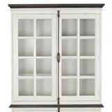 White Buffet and Hutch With Glass Doors Cabinet Buffets & Curios LOOMLAN By Sunny D