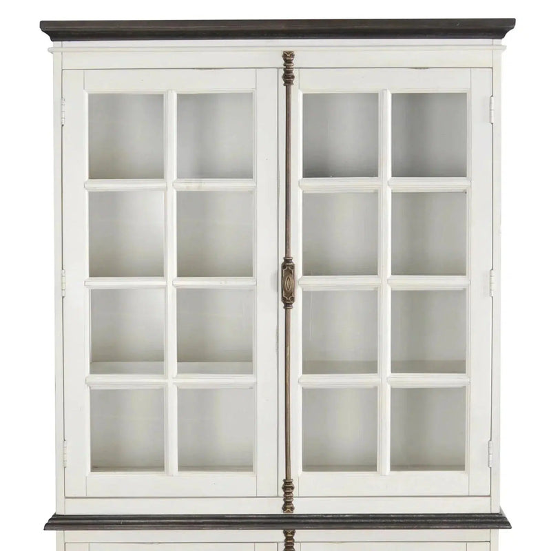 White Buffet and Hutch With Glass Doors Cabinet Buffets & Curios LOOMLAN By Sunny D