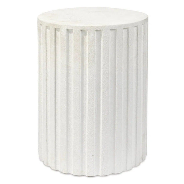 White Cement Fluted Column Mid Century Modern Side Table Side Tables LOOMLAN By Jamie Young