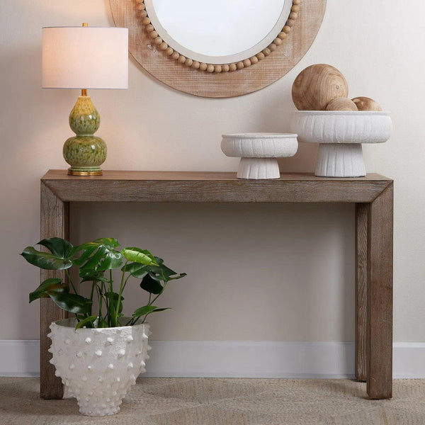 White Ceramic Aegean Pedestal Bowl - Small Boxes & Bowls LOOMLAN By Jamie Young