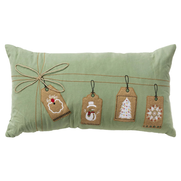 White Christmas Lumbar Pillow Green Throw Pillows LOOMLAN By LOOMLAN