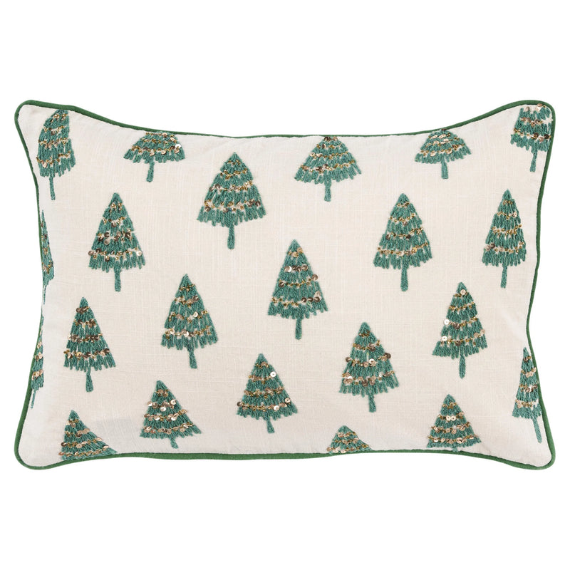 White Christmas Trees Green Lumbar Pillow With Insert Throw Pillows LOOMLAN By LOOMLAN