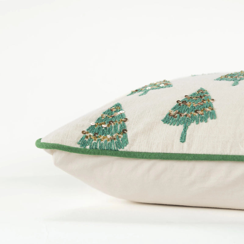 White Christmas Trees Green Lumbar Pillow With Insert Throw Pillows LOOMLAN By LOOMLAN