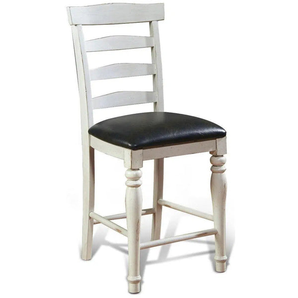 White Cushioned Seat Bourbon County Ladderback Counter Height Barstool Counter Stools LOOMLAN By Sunny D