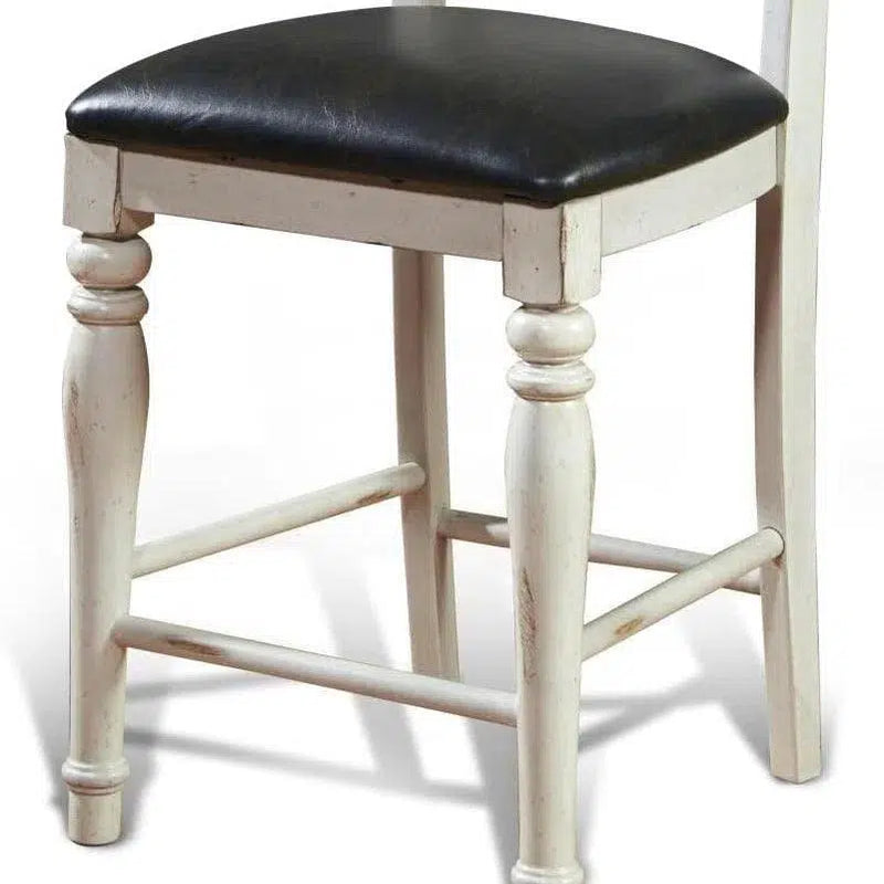 White Cushioned Seat Bourbon County Ladderback Counter Height Barstool Counter Stools LOOMLAN By Sunny D