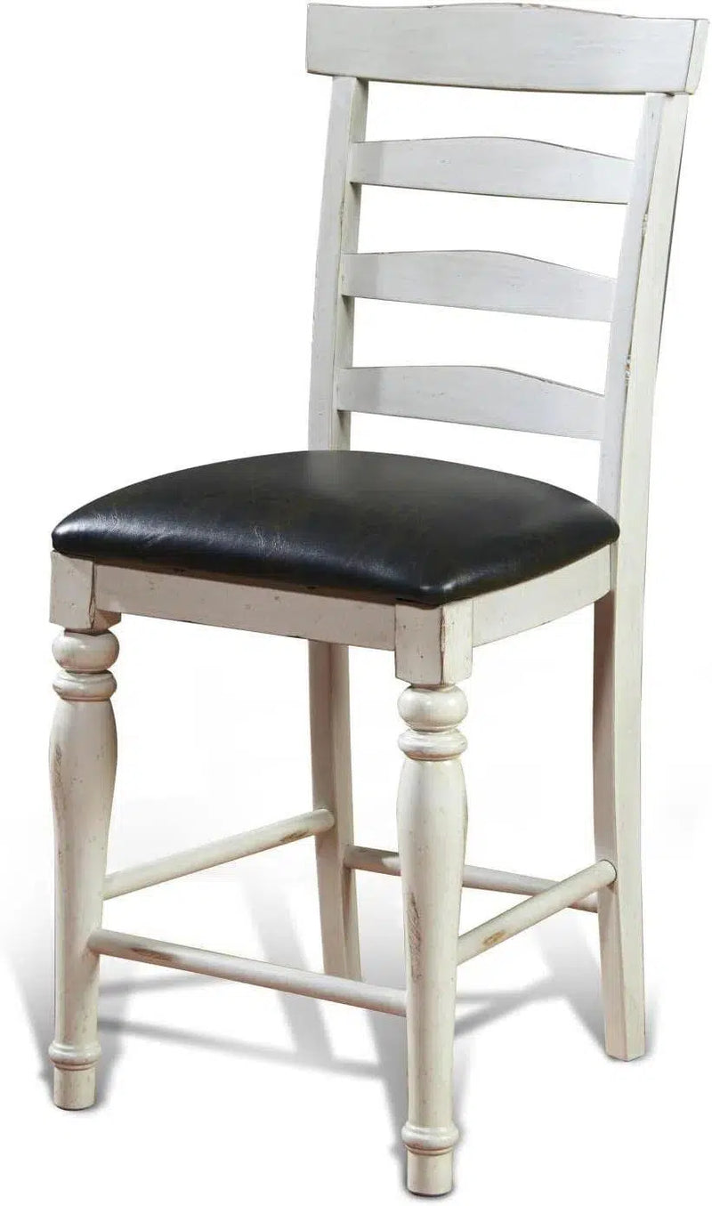 White Cushioned Seat Bourbon County Ladderback Counter Height Barstool Counter Stools LOOMLAN By Sunny D