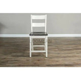 White Farmhouse Ladderback Barstool Wooden Seat Bar Stools LOOMLAN By Sunny D