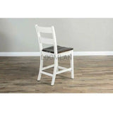 White Farmhouse Ladderback Barstool Wooden Seat Bar Stools LOOMLAN By Sunny D