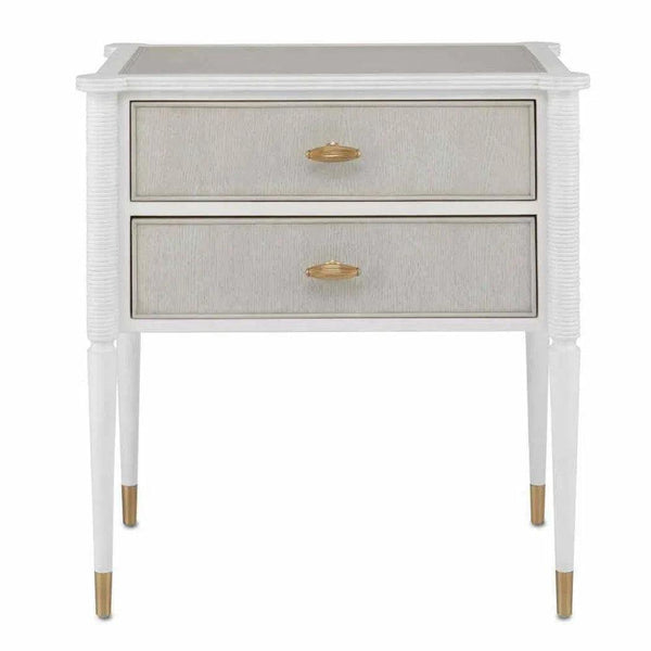 White Fog Brass Aster Small Accent Cabinet Winterthur Collection Nightstands LOOMLAN By Currey & Co