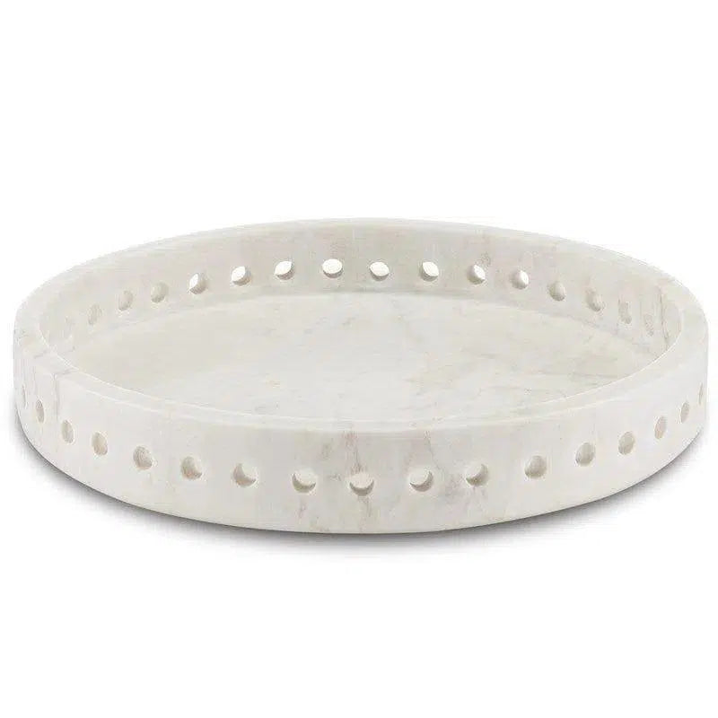 White Freya White Marble Small Tray Trays LOOMLAN By Currey & Co