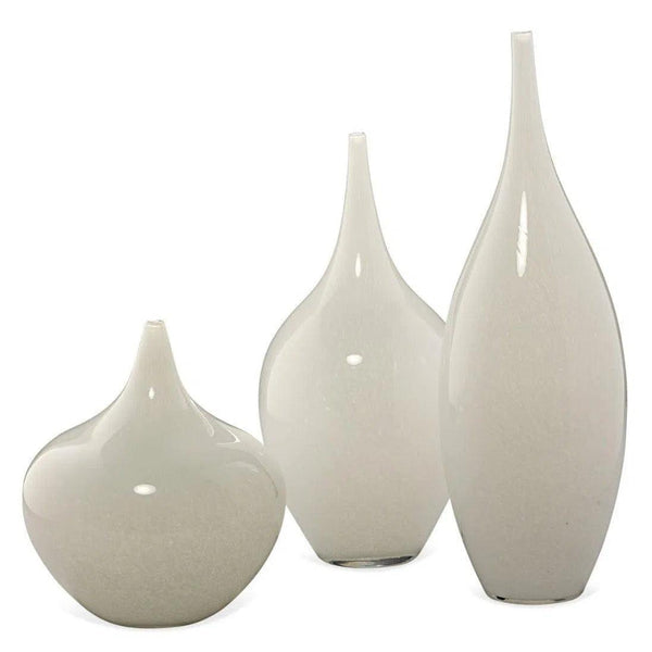 White Glass Nymph Decorative Vases (set of 3) Vases & Jars LOOMLAN By Jamie Young