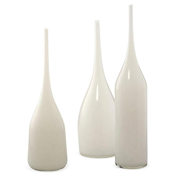 White Glass Pixie Decorative Vases (set of 3) Vases & Jars LOOMLAN By Jamie Young