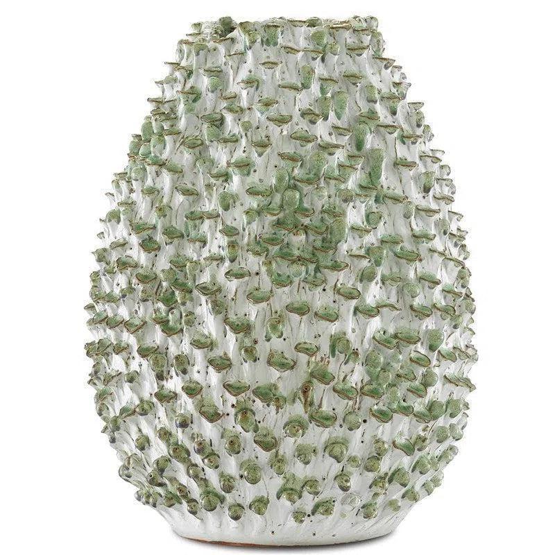 White Green Milione Small Vase Vases & Jars LOOMLAN By Currey & Co