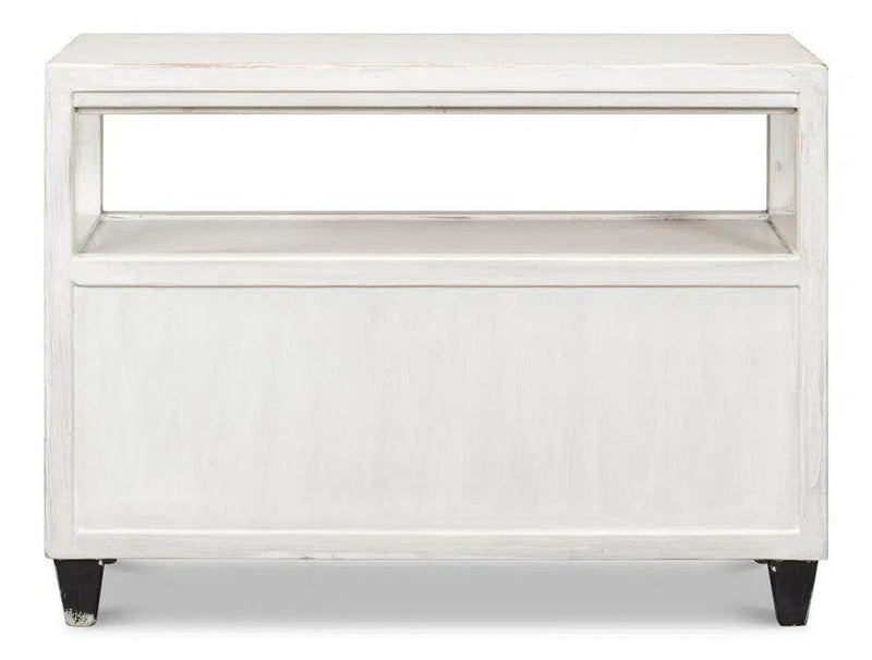 White Hollywood Chest Two Drawers and Open Shelf Chests LOOMLAN By Sarreid