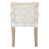 White Leather Woven Lulua Dining Armchair Teak Frame Dining Chairs LOOMLAN By Artesia
