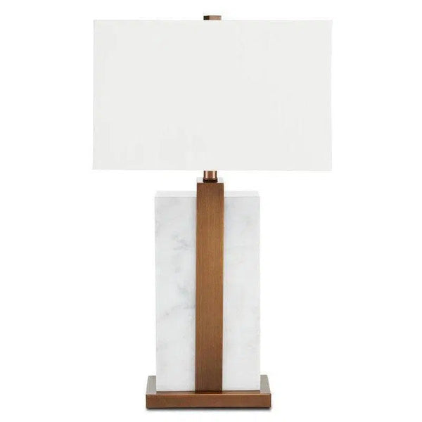 White Marble Antique Brass Catriona Table Lamp Table Lamps LOOMLAN By Currey & Co