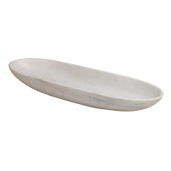 White Marble Long Oval Marble Bowl Boxes & Bowls LOOMLAN By Jamie Young