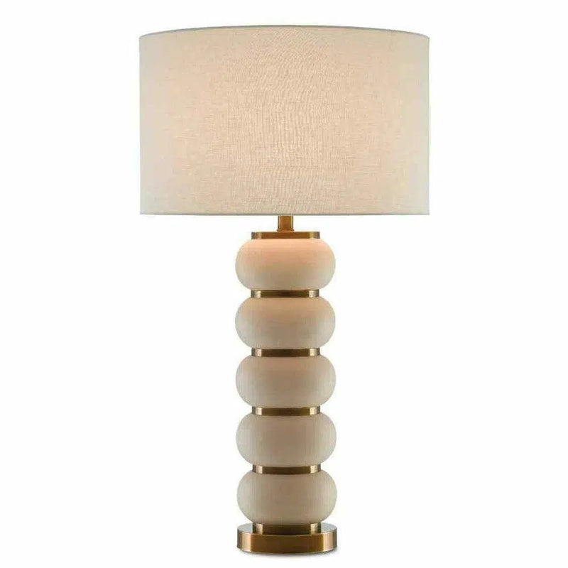 White Mud Antique Brass Luko Table Lamp Table Lamps LOOMLAN By Currey & Co