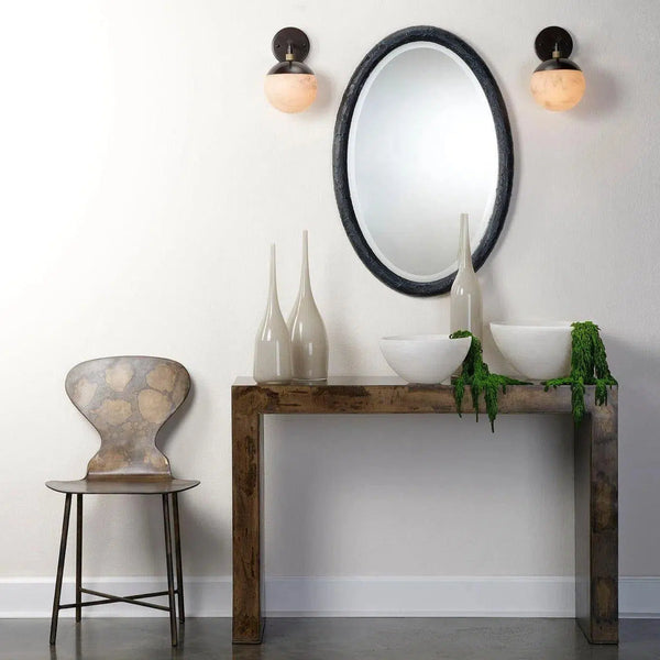 White Oil Rubbed Bronze Faux Alabaster Metro Wall Sconce Wall Sconces LOOMLAN By Jamie Young