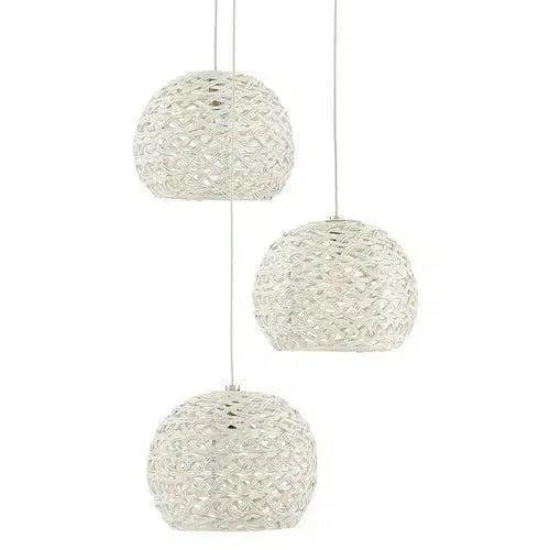 White Painted Silver Piero 3-Light Multi-Drop Pendant Pendants LOOMLAN By Currey & Co