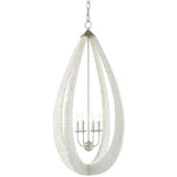 White Pearl Silver Leaf Arietta Teardrop Chandelier Chandeliers LOOMLAN By Currey & Co