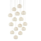 White Piero Round 15-Light Multi-Drop Pendant Pendants LOOMLAN By Currey & Co