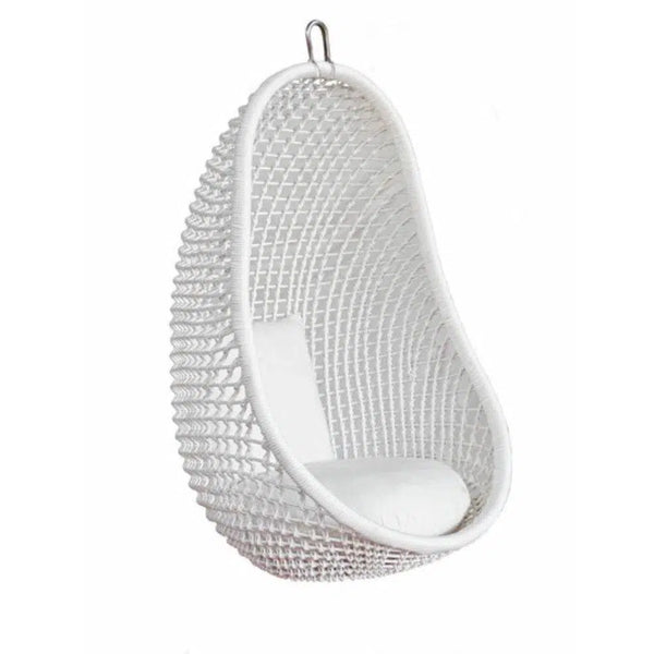 White Pod Rattan and Aluminum Hanging Chair Outdoor Hanging Chairs LOOMLAN By Artesia