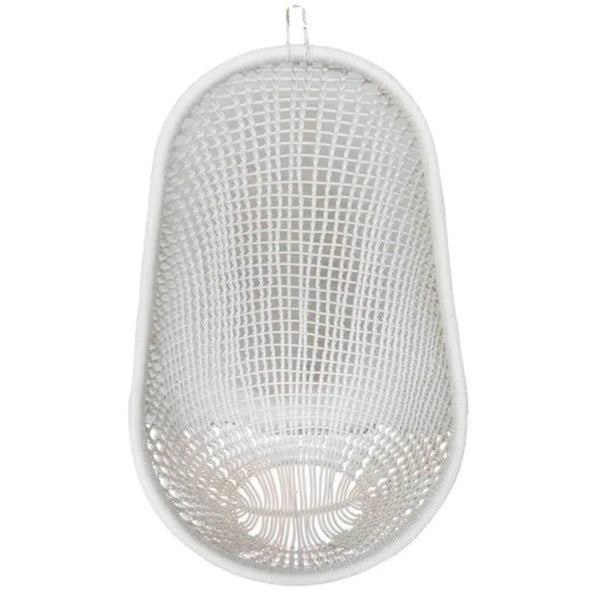 White Pod Rattan and Aluminum Hanging Chair Outdoor Hanging Chairs LOOMLAN By Artesia