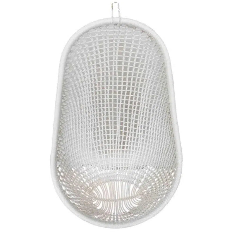 White Pod Rattan and Aluminum Hanging Chair Outdoor Hanging Chairs LOOMLAN By Artesia