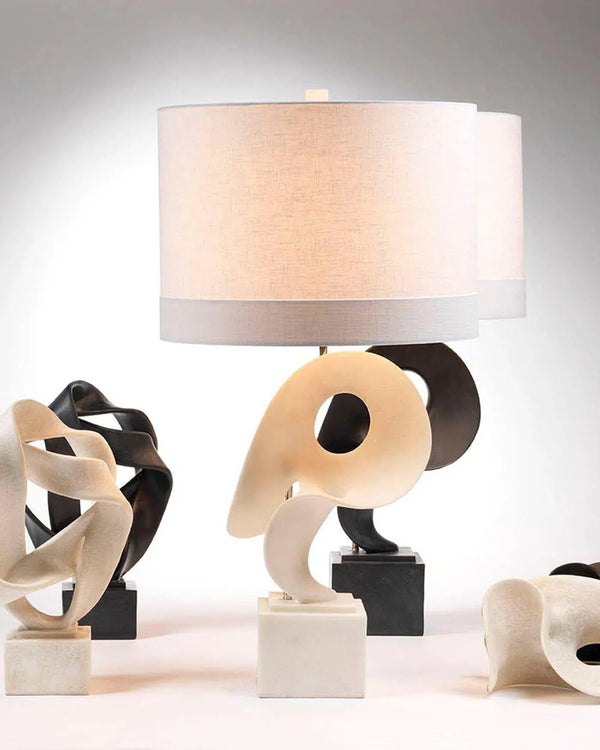 White Polyresin Obscure Table Lamp Table Lamps LOOMLAN By Jamie Young