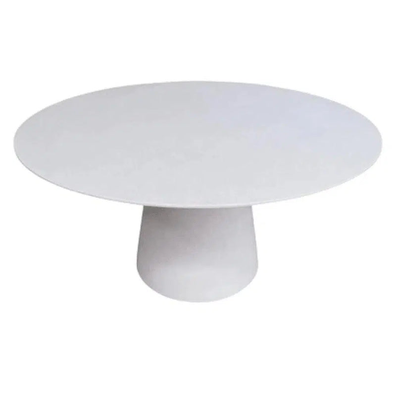 White Resin Concrete Round Dining Table Indoor Outdoor Use Outdoor Dining Tables LOOMLAN By Artesia