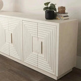 White Sideboard Modern Carved Wood Whitewashed Credenza Sideboards LOOMLAN By Currey & Co