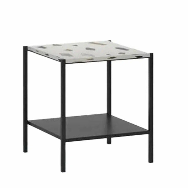 White Square Side Table With Shelves Metal Frame Side Tables LOOMLAN By LH Imports