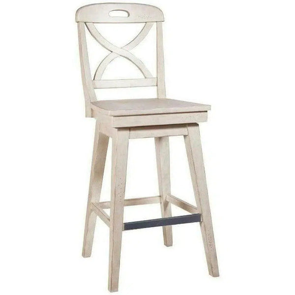 White Swivel Bar Stool - Buttermilk Finish Bar Stools LOOMLAN By Panama Jack