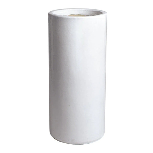 White Tall Round Pot Outdoor Planters LOOMLAN By Emissary