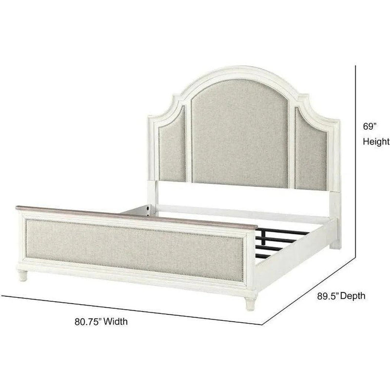 White Two-Tone Arched Upholstered Headboard Bed Frame Beds LOOMLAN By Panama Jack