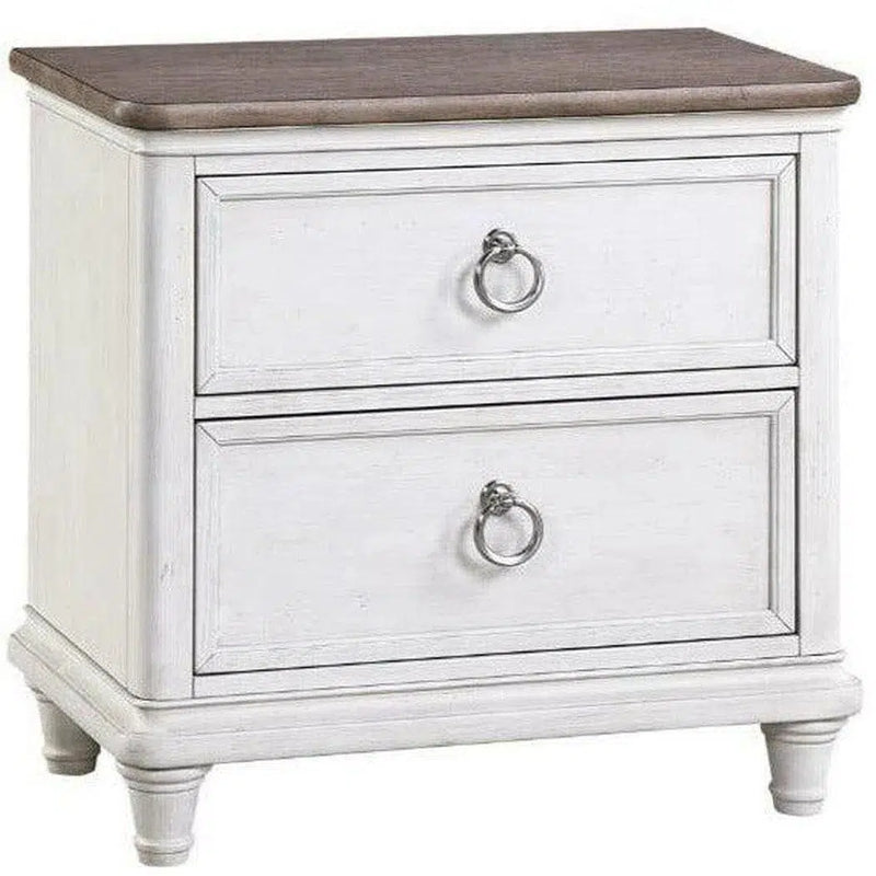 White Two-Tone Wooden Drawer Nightstand Nightstands LOOMLAN By Panama Jack