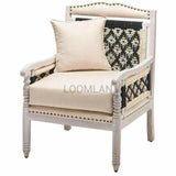 White Wash Base Rope Woven Upholstered Accent Chair Cream Club Chairs LOOMLAN By LOOMLAN