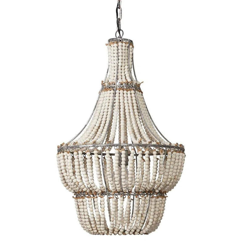 White Wood Beads Blanca Chandelier Chandeliers LOOMLAN By Jamie Young