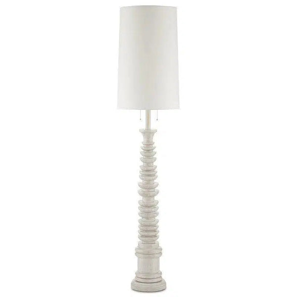 Whitewash Malayan White Floor Lamp Marjorie Skouras Collection Floor Lamps LOOMLAN By Currey & Co