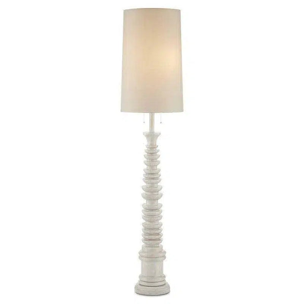 Whitewash Malayan White Floor Lamp Marjorie Skouras Collection Floor Lamps LOOMLAN By Currey & Co